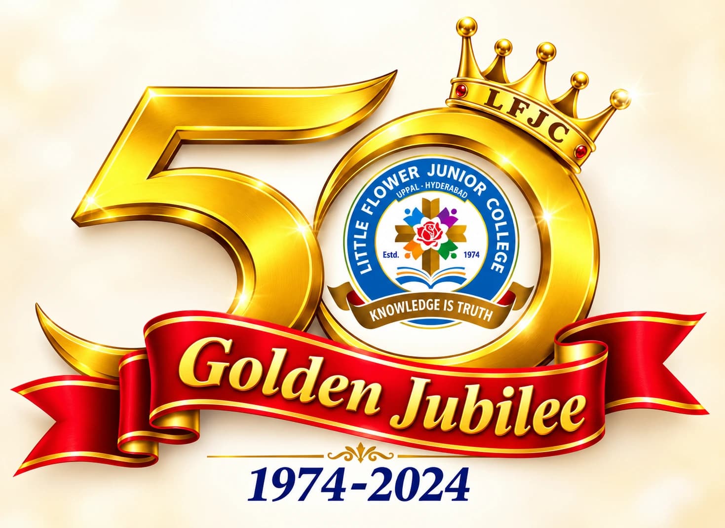 Little Flower Junior College Golden Jubilee 1974-2024 Official 50 Years Emblem